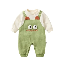 Body Unisex de dos piezas falso para recién nacidos para primavera y otoño, mono de dinosaurio de dibujos animados para niños y niñas, pelele para exteriores de Halloween