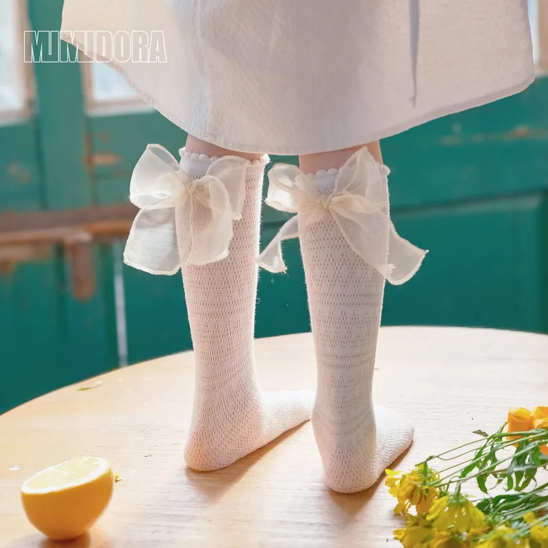 Calcetines altos de algodón con lazo para niñas estilo colegiala - imagen 4