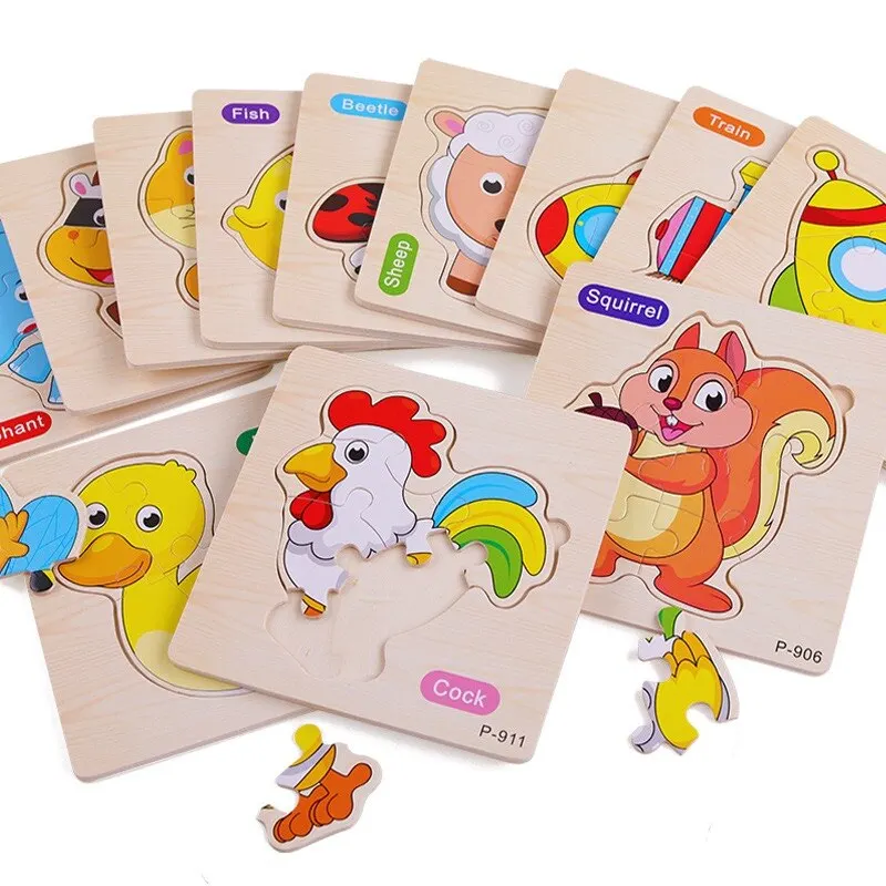Puzle 3D de madera con animales divertidos para niños - imagen 2