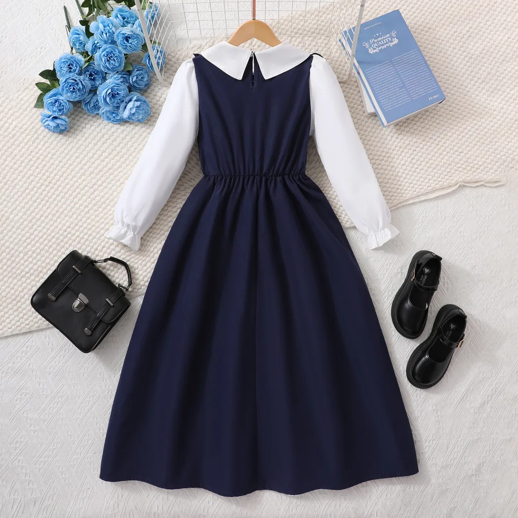 Vestido rosa para niñas, vestidos escolares de manga larga para verano y otoño, vestido de fiesta de cumpleaños a la moda para chicas adolescentes de 7 8 9 10 11 12 años - imagen 4