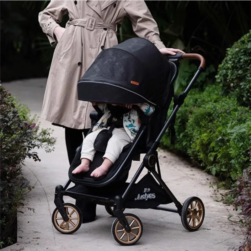 Cochecito de bebé de lujo de alta visión, cochecito de bebé plegable bidireccional, cochecito de bebé portátil de cuatro ruedas que absorbe los golpes para exteriores - imagen 3