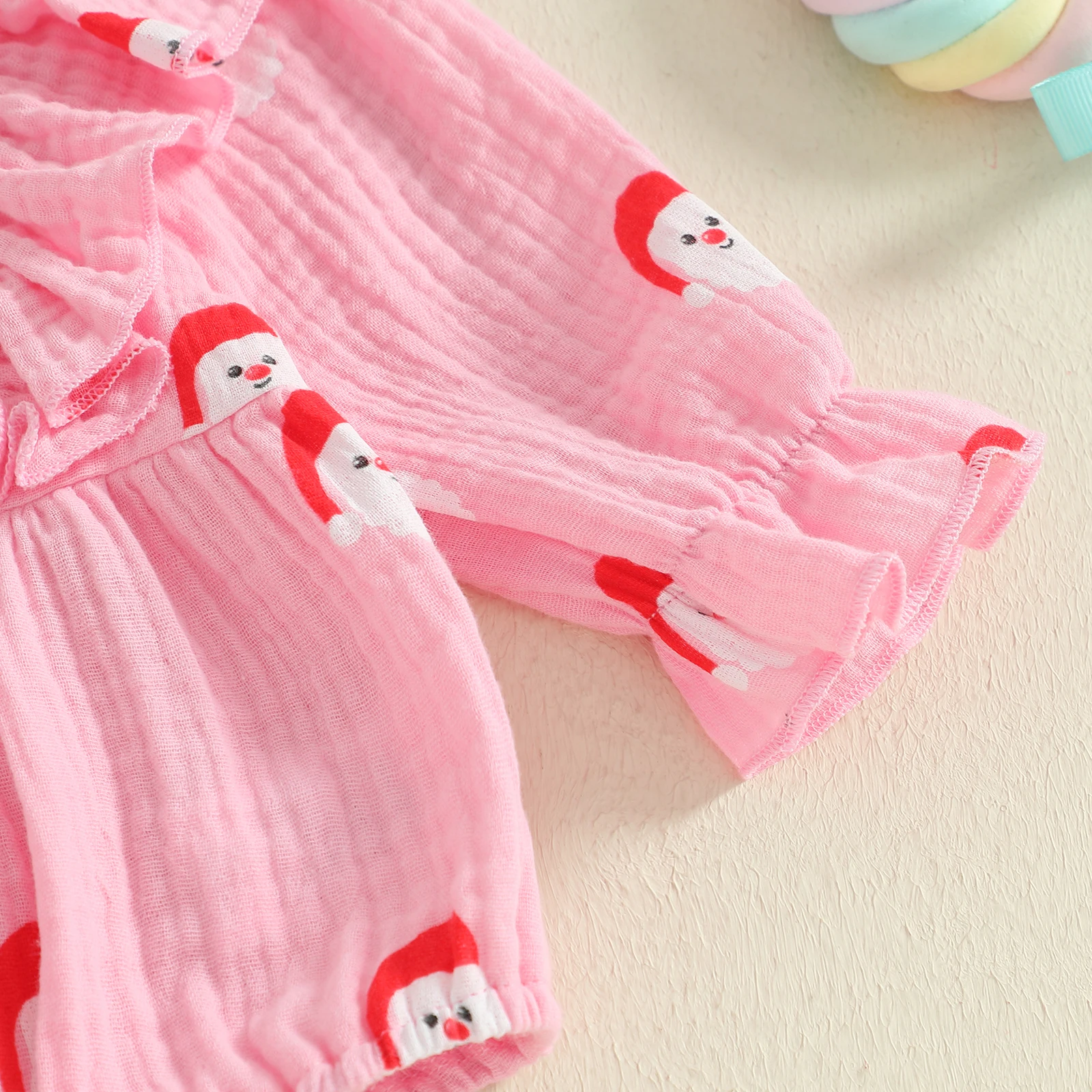 Mameluco de Navidad para niña, mono de manga larga con ribete de volantes de Papá Noel/árbol, ropa bonita de invierno y otoño - imagen 5