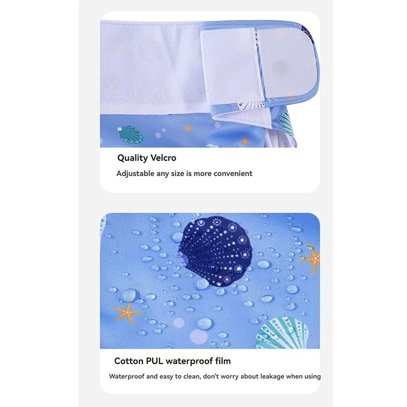 Pañal de tela lavable reutilizable para adultos: pierna a prueba de fugas, gancho y bucle ajustables, forro de gamuza, estilo impreso para usuarios mayores - imagen 5