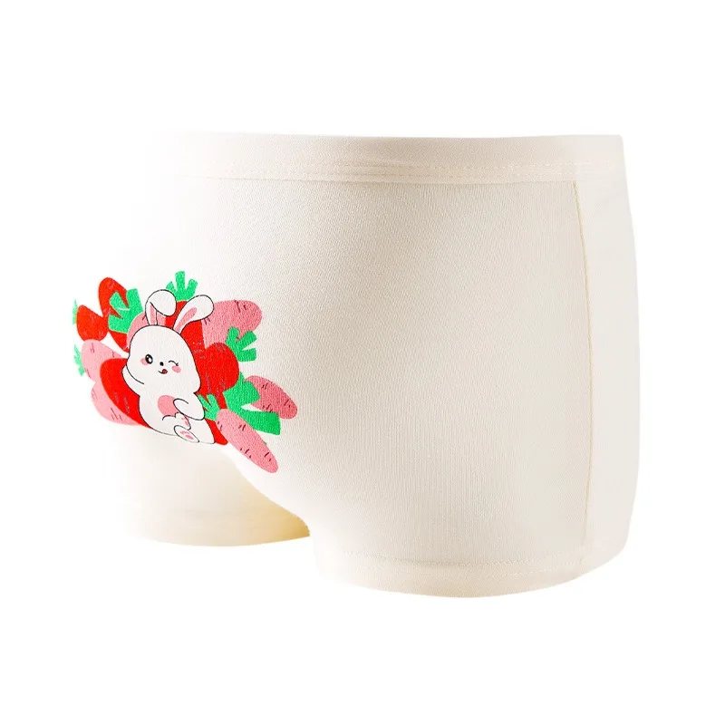 4 Uds. Bragas de algodón suave para niñas, Boxer para niños que no se decolora, pantalones cortos con estampado de conejo bonito, ropa interior transpirable para niños, Boxers - imagen 5