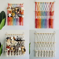 Red de almacenamiento en macramé nórdico para habitación infantil