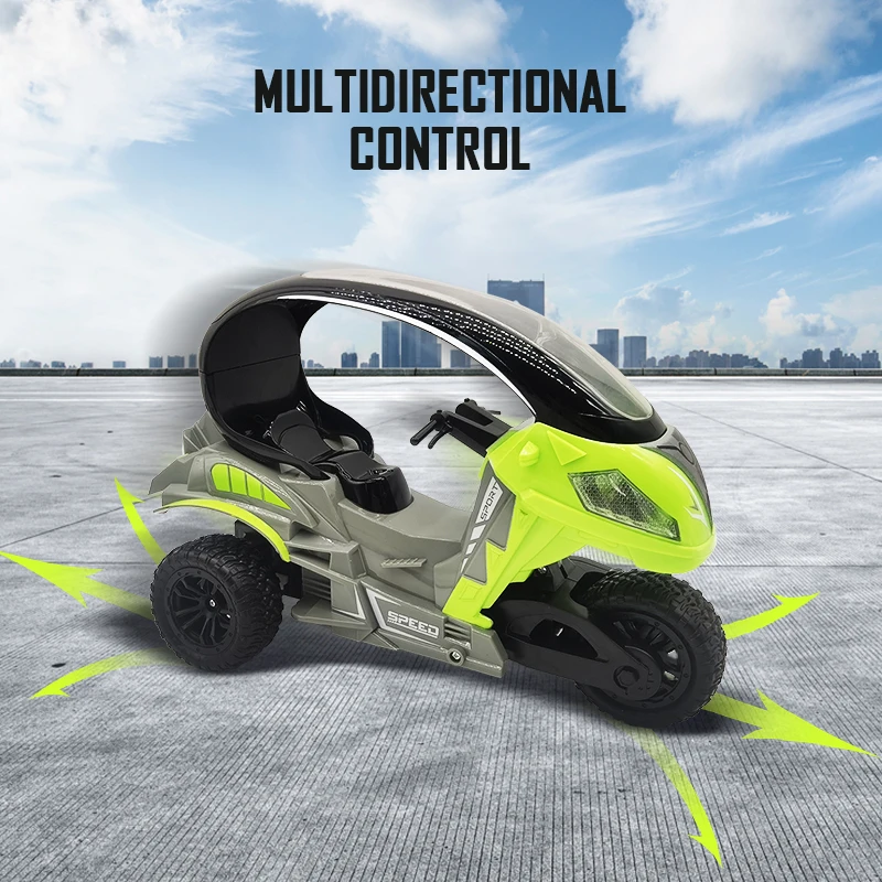 Motocicleta RC de tres ruedas con pulverizador ligero, juguete de emulación de alta velocidad eléctrica con Control remoto de 2,4G, regalo para niños - imagen 3