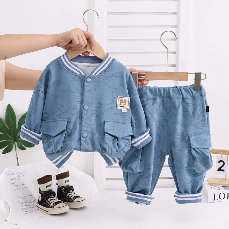 Nuevo conjunto de ropa de otoño para bebés, chaqueta y pantalones para niñas, 2 unids/set, ropa de moda para niños pequeños, trajes infantiles, chándales para niños