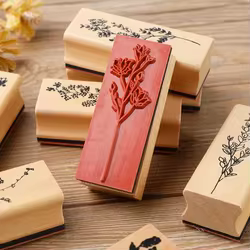 Sellos de madera infantil para crear flores lavanda retro