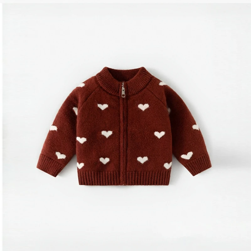 Cárdigan de punto rojo para niña de Año Nuevo, chaqueta de suéter cálida gruesa de otoño e invierno, Top festivo para bebé, suave y agradable para la piel