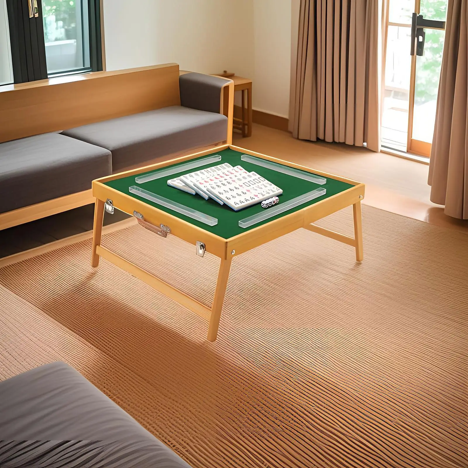Portable Travel Mahjong Table Entertainment Mini Mahjong Set Folding Table for Birthday Travel Party Outdoor Family Leisure Time