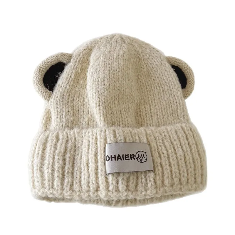 Gorro de invierno infantil con orejas de oso – Punto suave para niños - imagen 5
