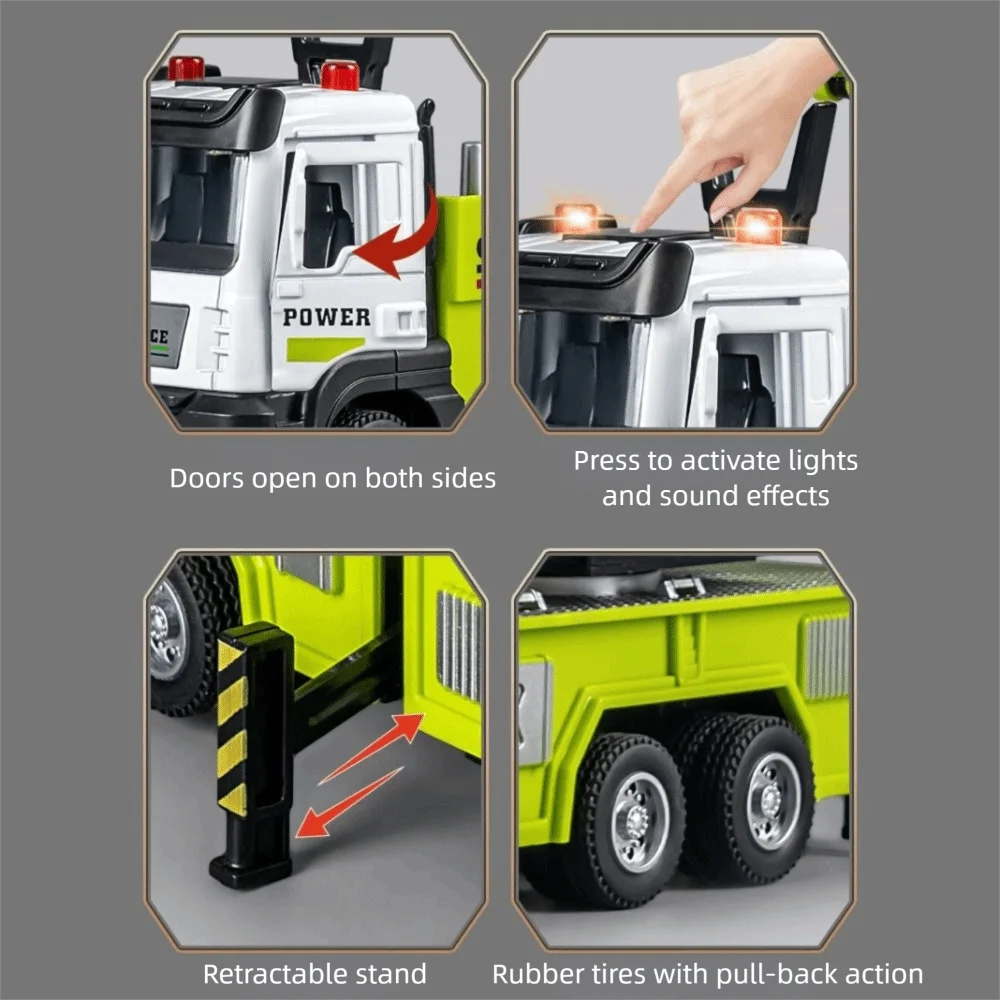 Grúa de aleación, vehículo de rescate, luces de sonido de gran tamaño, camiones de construcción, juguete de inercia, juego eléctrico fundido a presión, rompecabezas de juguete