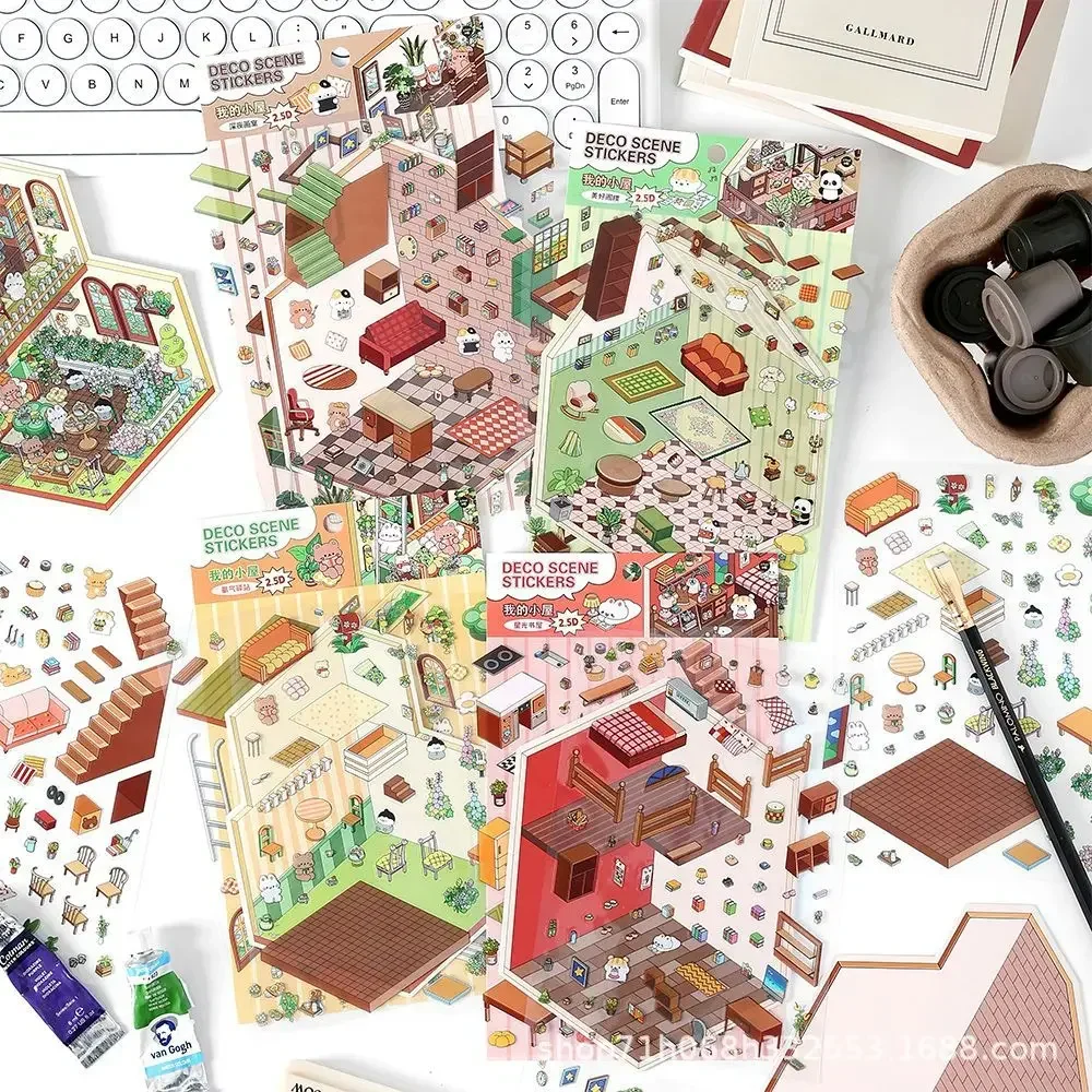 Pegatina de juguetes divertidos DIY para niños, pegatinas 3D de paisajismo para mascotas, escena en miniatura, descompresión Kawaii, regalo interactivo para padres - imagen 2