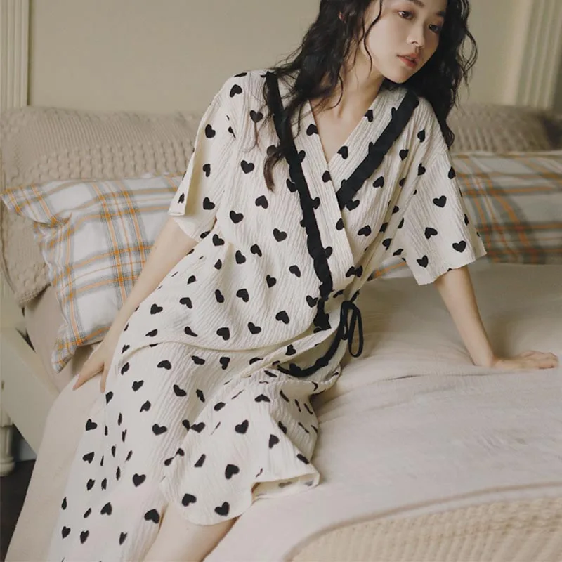 Vestido maternidad lactancia verano – kimono manga corta midi algodón