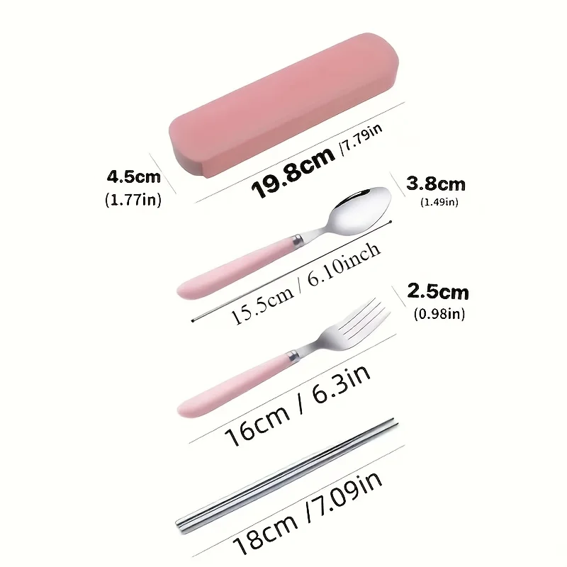 Juego de cubiertos portátil de acero inoxidable pulido con caja de almacenamiento: utensilios de cocina para picnic, camping y camping para cubiertos de uso diario - imagen 4