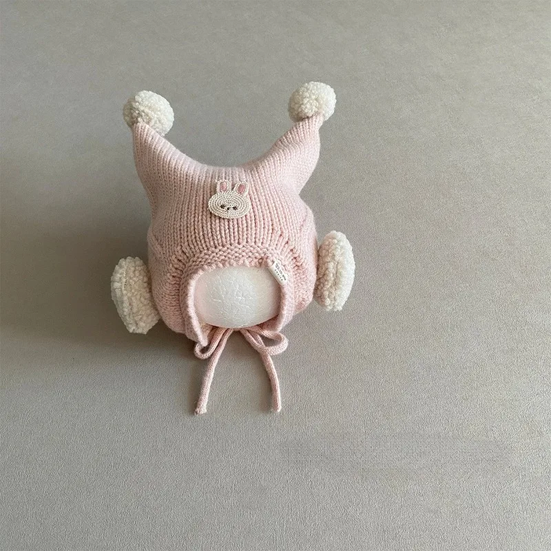 Lindo gorro infantil de dibujos animados, estilo otoño e invierno, cálida lana tejida con orejeras, resistente al viento, adecuado para bebés y niñas. - imagen 5