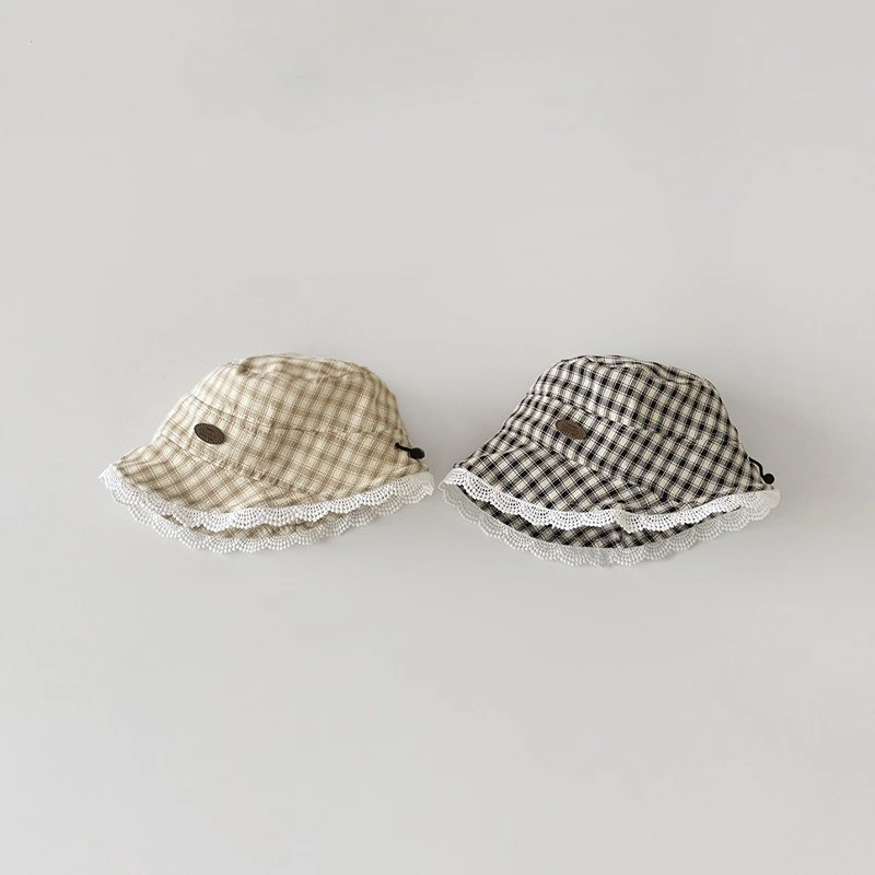 Sombrero de pescador bebé a cuadros con protección solar - imagen 3