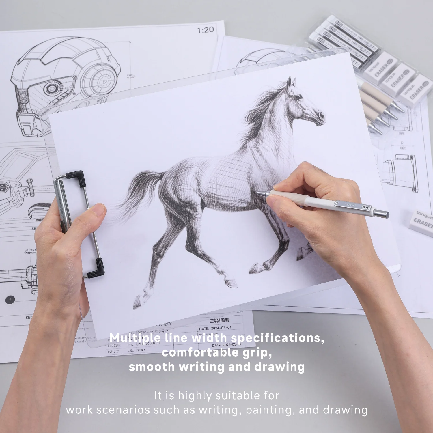 Juego de portaminas metálico para niños con lápices dibujo artístico - imagen 5