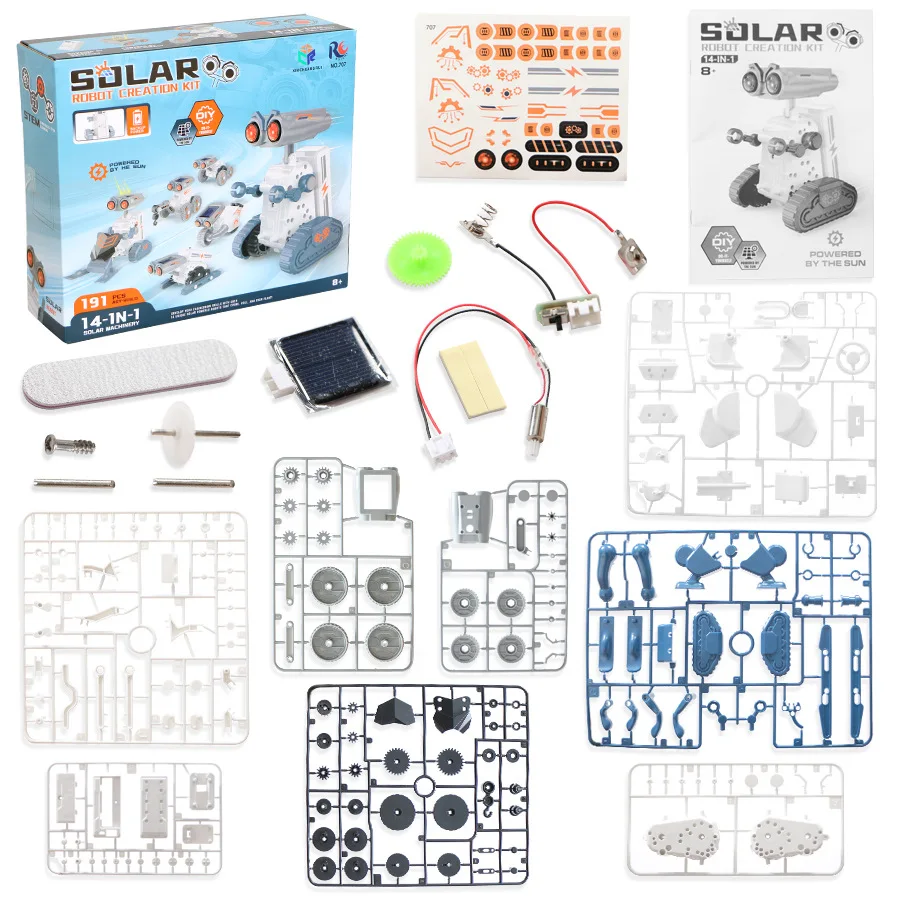 Robot Solar 14 en 1, rompecabezas, juguetes educativos DIY, Kit de experimentos científicos de construcción ensamblados para niños, Kits de Robot Solar - imagen 4