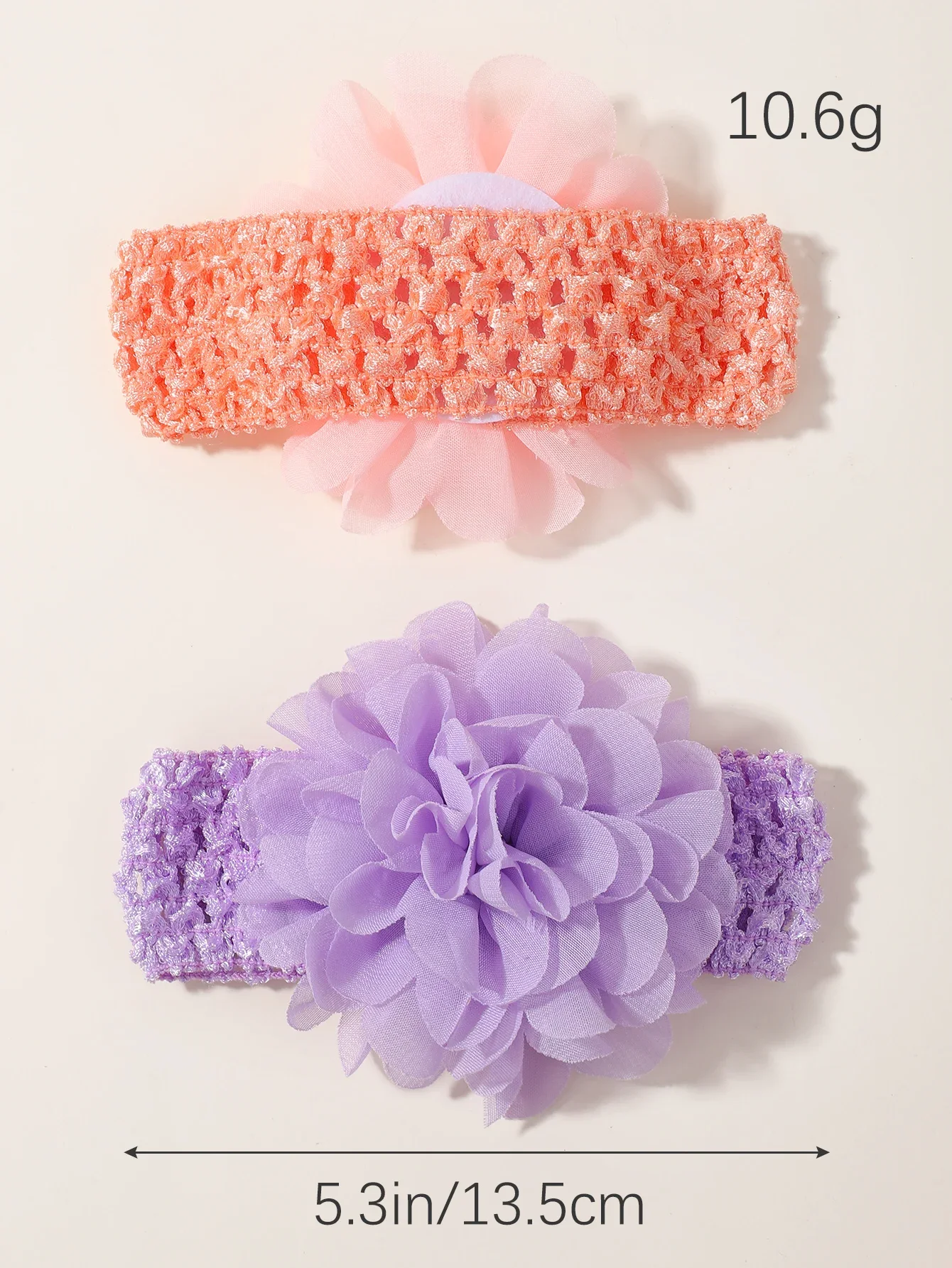 4 unids/set 5,3 ''diademas grandes de flores de gasa para niñas diadema elástica suave diadema encantadora accesorios para el cabello para recién nacidos - imagen 2