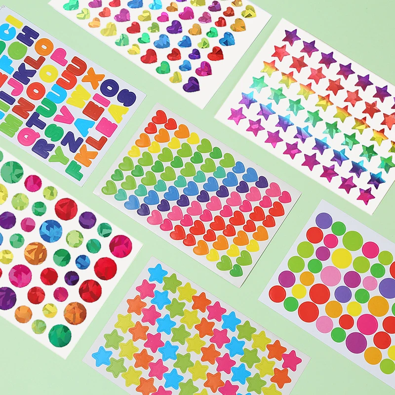 Pegatinas infantiles de estrellas, corazones y puntos