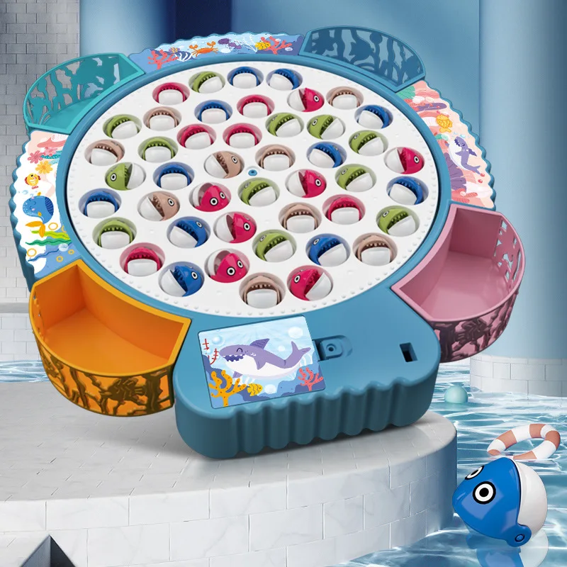 Juego de pesca para niños, juguete de pesca eléctrica con música, juego giratorio, caña de pescar, educación, regalos para padres e hijos - imagen 4