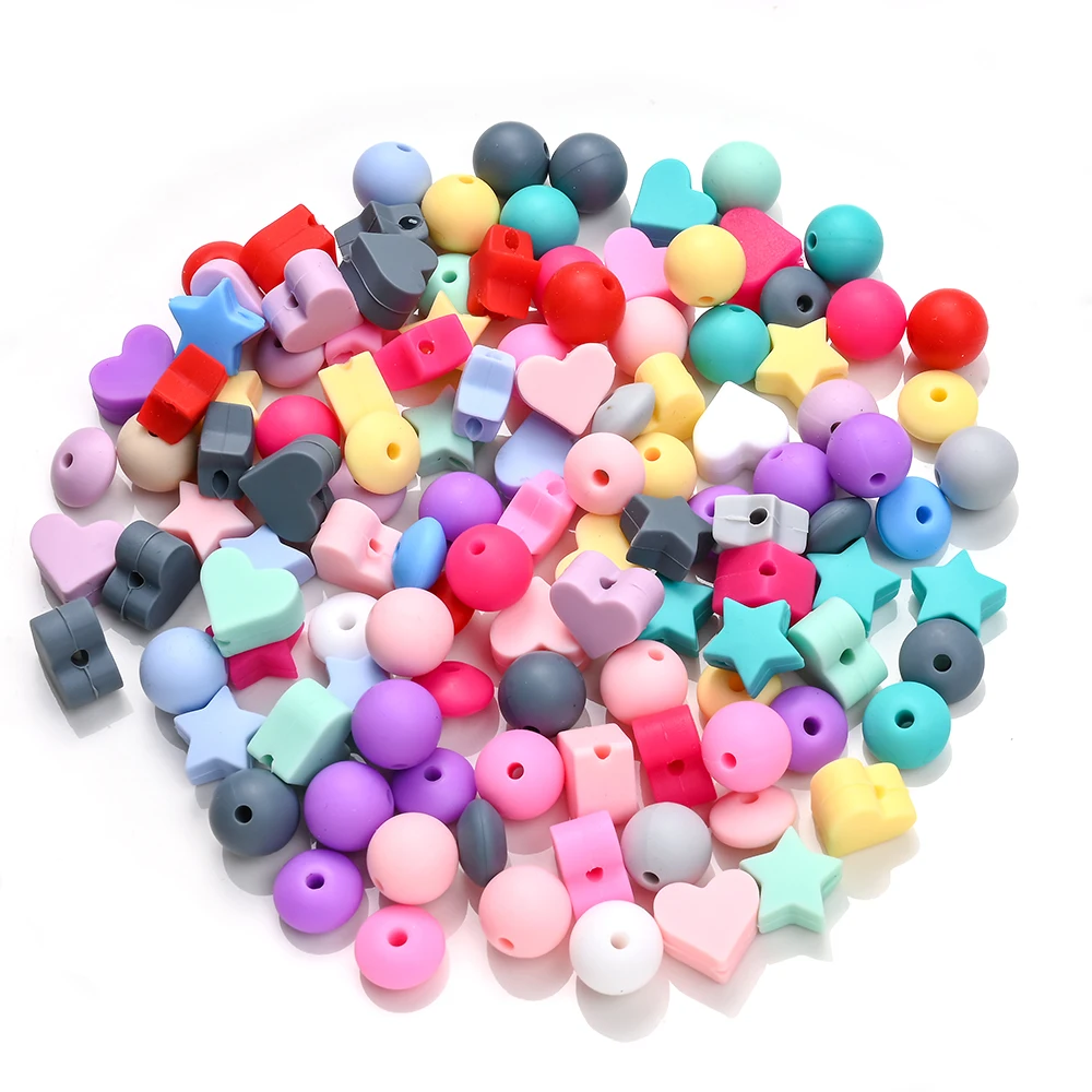 Cuentas de silicona para dentición: corazones y estrellas para collar - imagen 4
