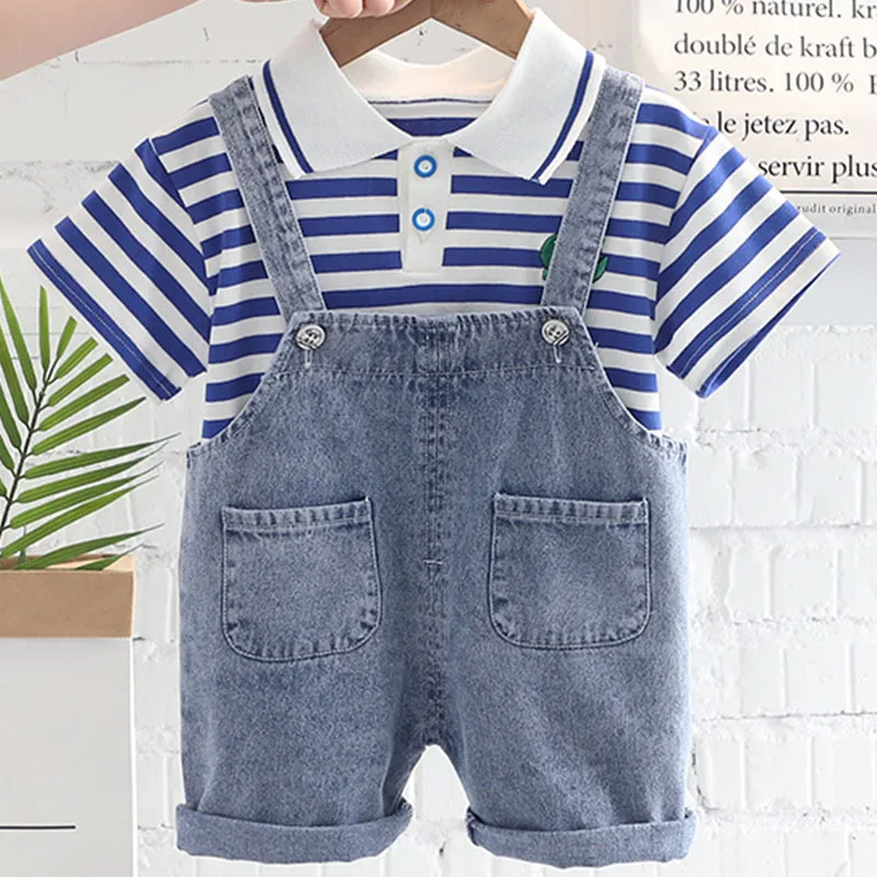 Conjunto de verano para bebé: top de algodón y pantalón vaquero