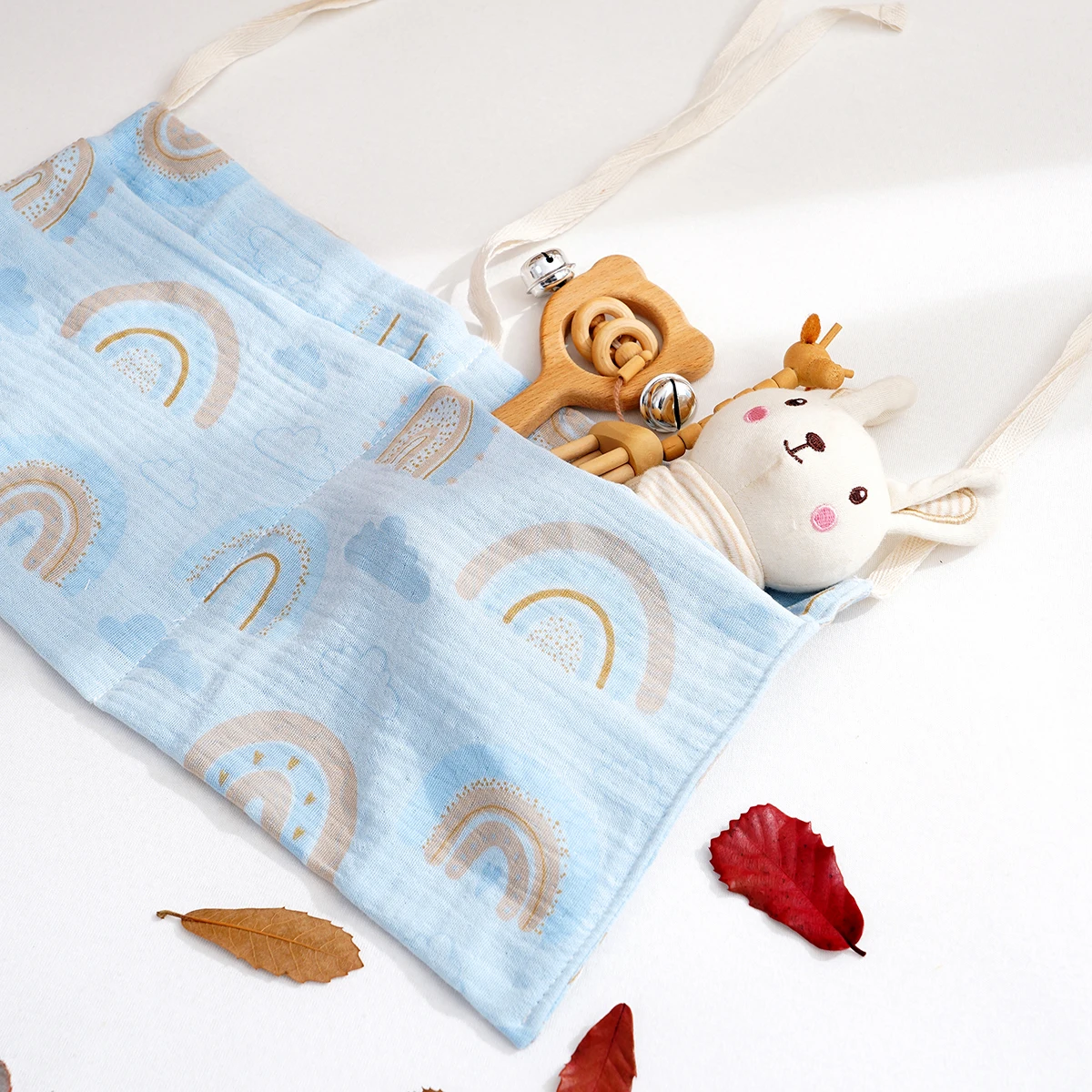 Elinfant-Bolsa de almacenamiento para cabecera de cama de bebé, 100% algodón, organizador de cuna, bolsa colgante para botellas, pañales, juguetes, bolsa colgante para cochecito - imagen 5