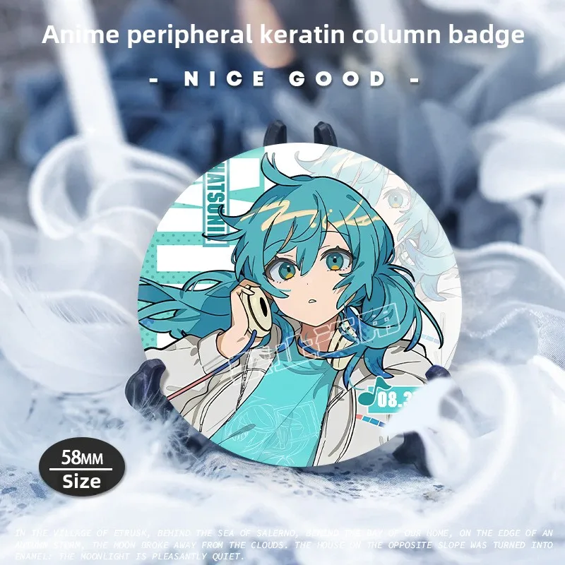Hatsune Miku Weißblech Pin Kreative Runde Anime Brosche Anstecknadel Mode Abzeichen Cartoon Schmuck Geschenk für Kinder Freunde Geschenke Neu - imagen 4