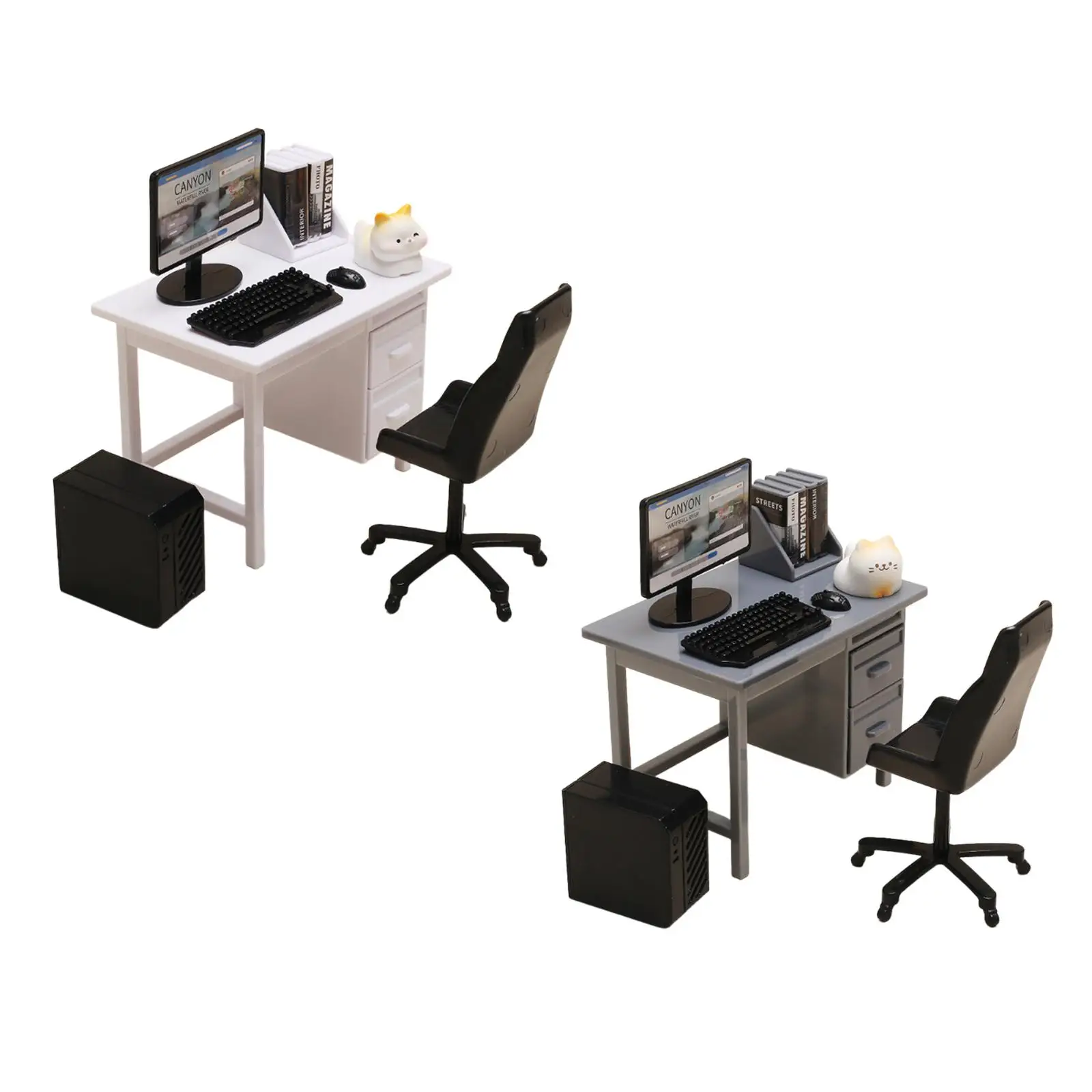 Juego de ordenador en miniatura, accesorios de paisaje, teclado, ordenador de escritorio, accesorios de simulación, decoración decorativa moderna para casa de muñecas - imagen 2