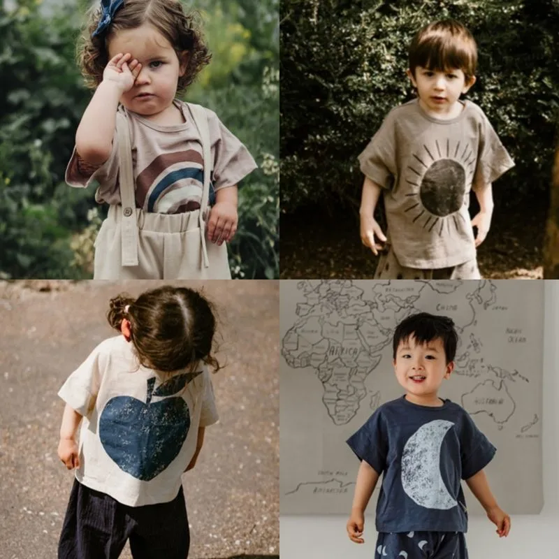 Camisetas estampg para niñas, ropa informal holgada de marca, Simple y versátil, estilo nuevo y a la moda, 1, 2, 3 y 4 años