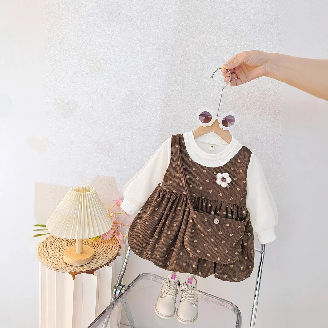 Vestido para niñas y niños, ropa de manga larga con flores para primavera y otoño, vestidos informales bonitos para bebés - imagen 3