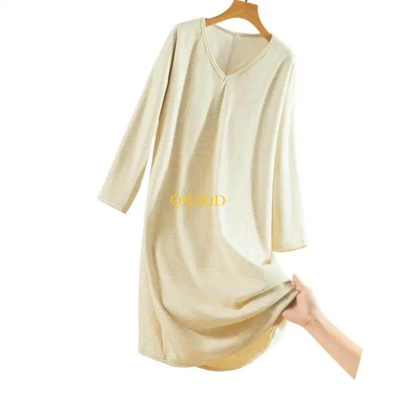 QX2D Vestido maternidad con acolchado, ropa dormir cálida para comodidad posparto, camisón térmico, ropa dormir - imagen 5