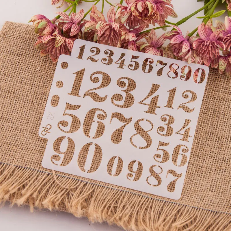 13*13cm número de dígitos 0-9 práctica DIY capas libro de recortes colorear grabado álbum pintura decorativa plantilla plantillas - imagen 3