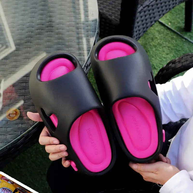 Zapatillas de verano para mujer, suela gruesa, zapatos para el suelo del hogar, sandalias de playa antideslizantes con recortes de EVA suave para interior y baño para niñas - imagen 2