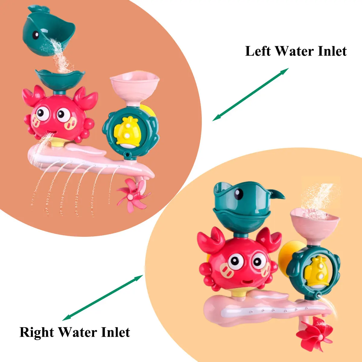 Juguete de baño de agua para bebé, juego en rueda de agua de cangrejo, pistola de agua de flores para niños, diversión en la bañera de ducha con ventosa en la pared, regalo para niños - imagen 3