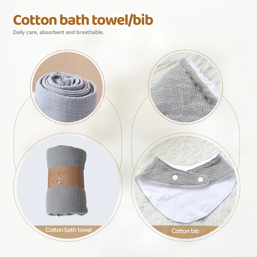 Juego de baño para bebé Let's Make, toalla de algodón, coche de juguete, sonajero de ganchillo, tarjetas de hito para bebé, zapatos de bebé, regalo para recién nacido con caja de regalo - imagen 3