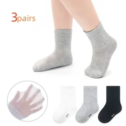 3 par/lote calcetines para niños para niñas niños algodón verano fino sólido bebé niño niña niño Casual escuela deporte niños calcetín 1-12 años