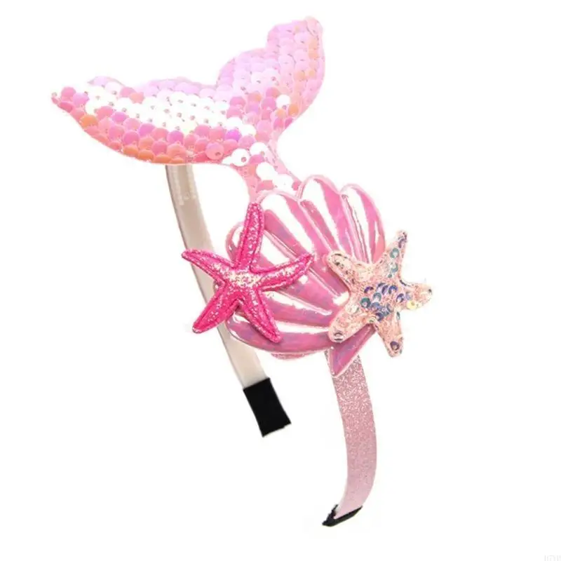 D7YD diadema para niñas con lentejuelas, cola conchas, diadema, diadema DIY - imagen 4