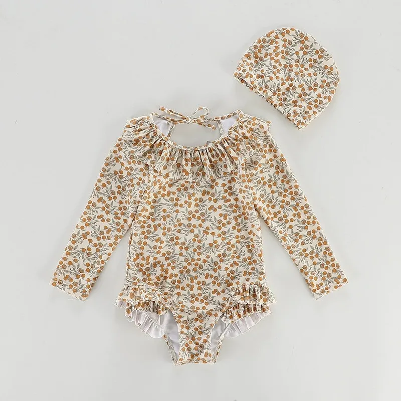 Bañador de bebé niña con estampado floral y volantes para piscina - imagen 5