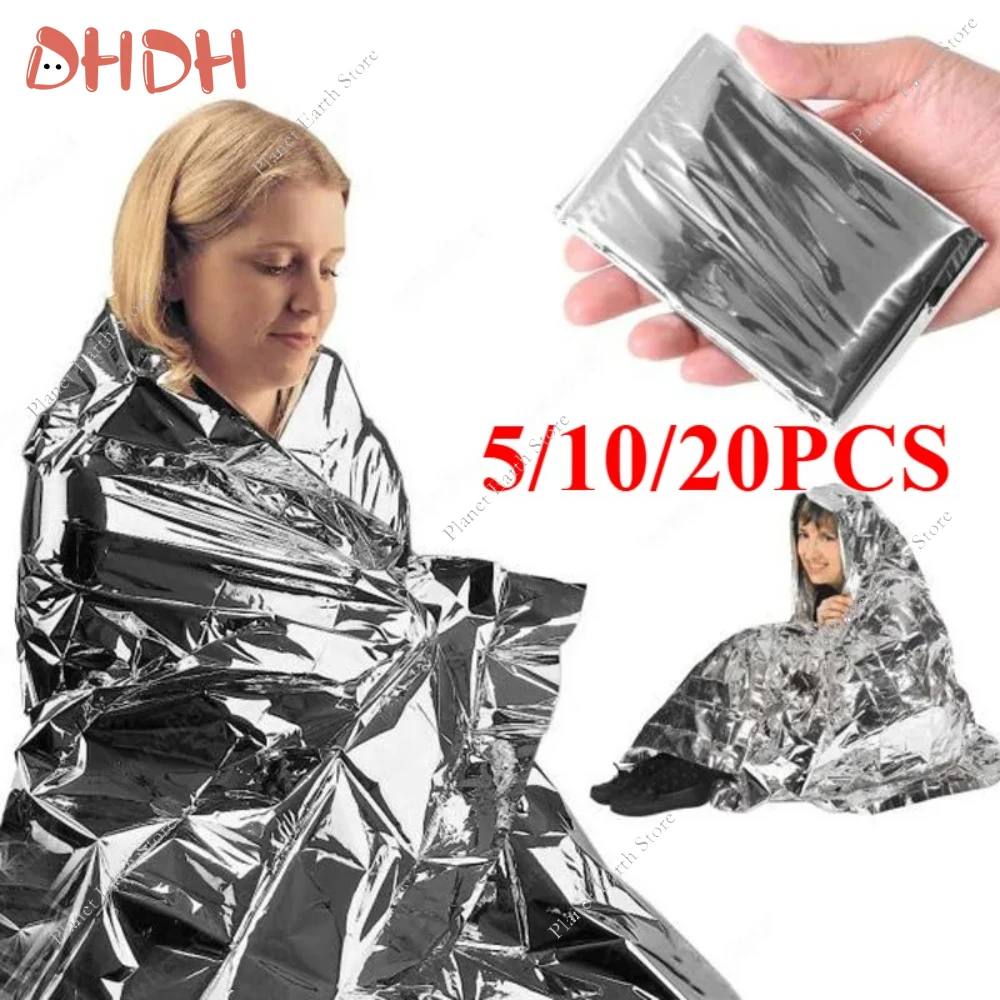 Manta térmica de emergencia, 5/10/20 piezas, lámina impermeable, manta de supervivencia reflectante para acampar al aire libre, senderismo, primeros auxilios108 - imagen 2
