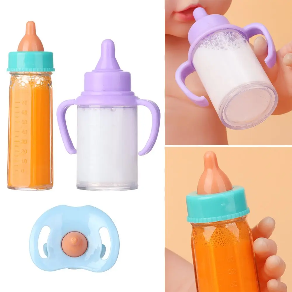 Muñeca de plástico de 18 pulgadas, botellas mágicas de jugo de leche con chupete, Baberos aptos para muñecas recién nacidas, botella de plástico para pezones, juguetes para casa de muñecas - imagen 2