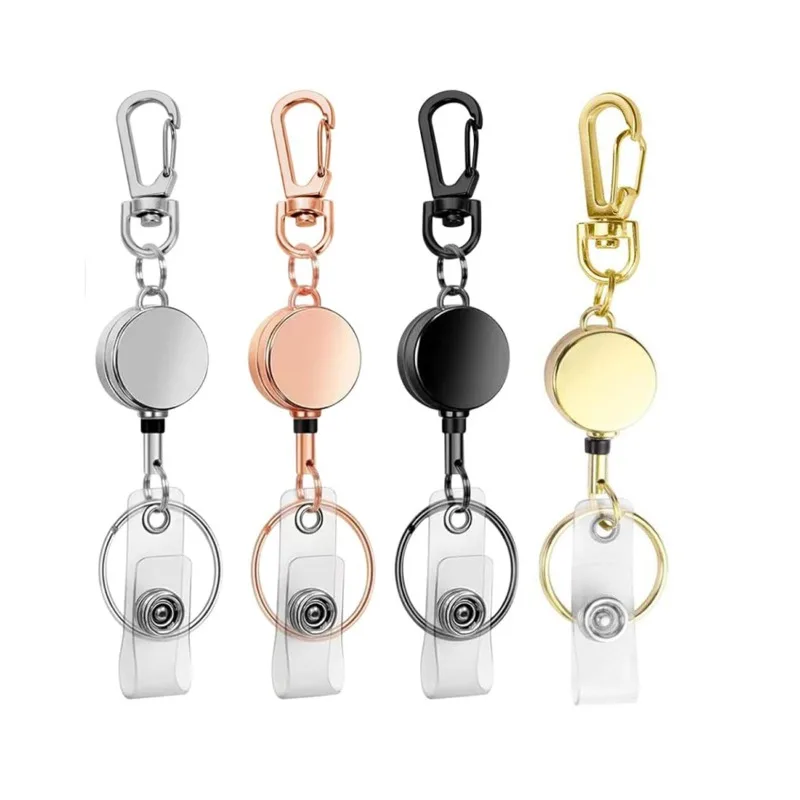 Hebilla redonda de fácil extracción, Clip de insignia de aleación, carrete de insignia retráctil, Clip de identificación fácil de tirar para personal de oficina, 1 ud. - imagen 4
