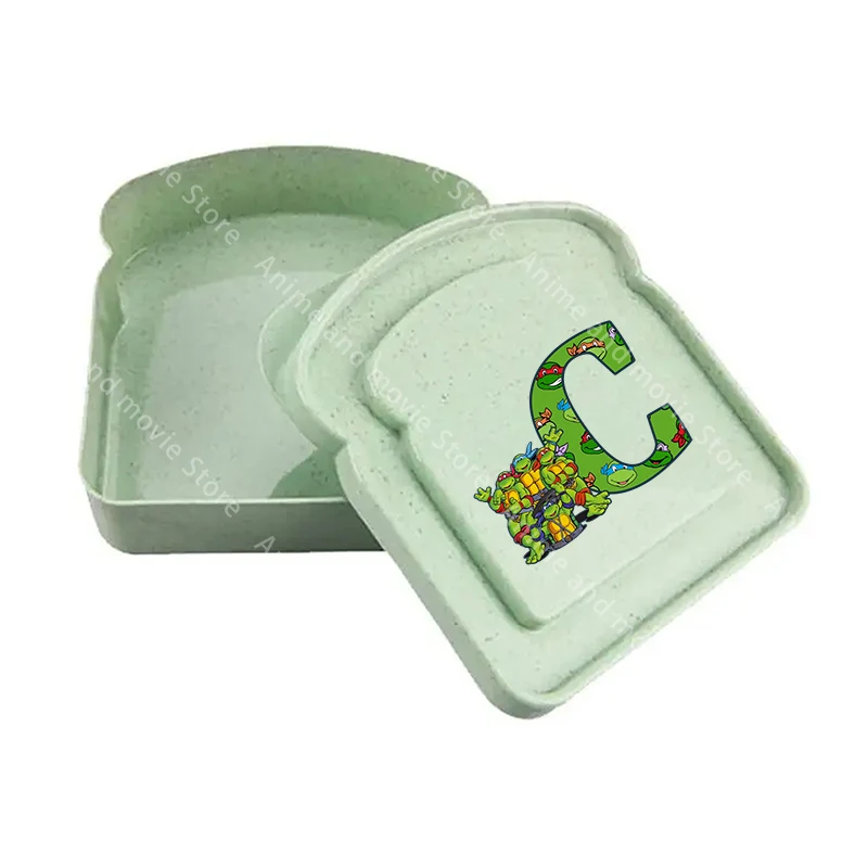 Caja de almacenamiento con dibujos de tortugas Ninja para niños, caja de almuerzo tipo sándwich, caja de almacenamiento de alimentos con letras, caja de almuerzo, regalos de cumpleaños bonitos para niños - imagen 4