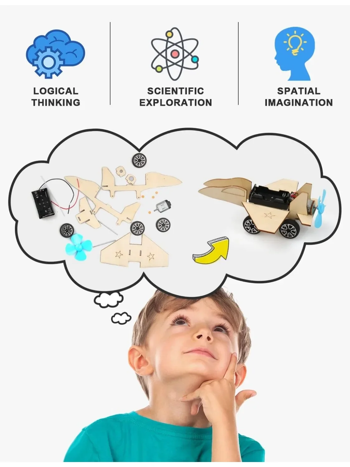 Kits de coches modelo STEM, rompecabezas de madera 3D, juguetes educativos, kits de manualidades de ciencia, juguete, Kit de construcción de madera, regalos de Halloween para niños - imagen 5