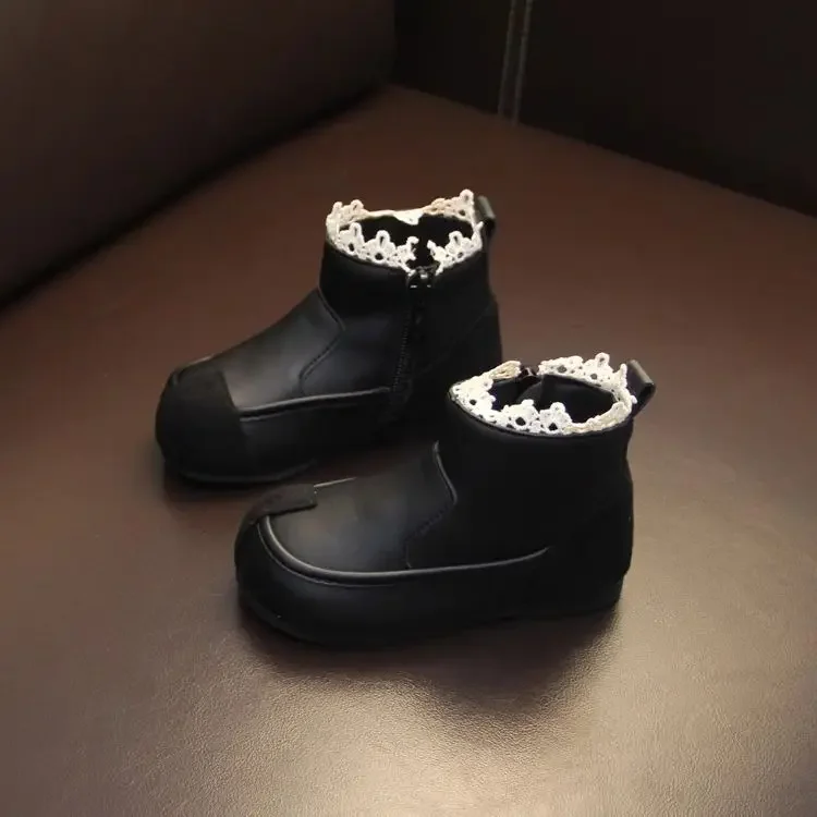 Botas cortas antideslizantes para niñas, botas de suela blanda para otoño e invierno, zapatos ligeros para niños, botas de nieve a la moda, nueva bota de algodón 2025 - imagen 2