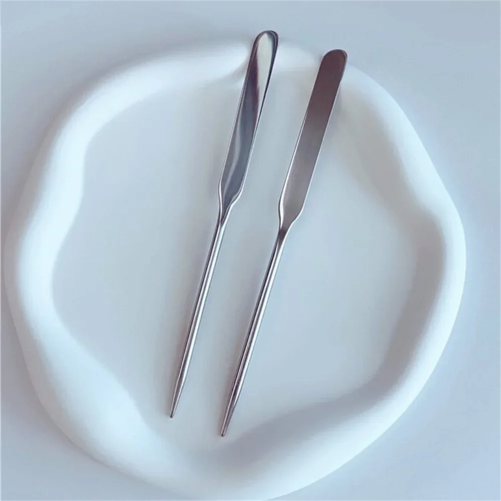 Paleta de maquillaje, espátula de tóner, palo mezclador de acero inoxidable, bandeja de 2 piezas, juego de varillas mezcladoras, crema de base, herramienta de mezcla de maquillaje cosmético - imagen 5