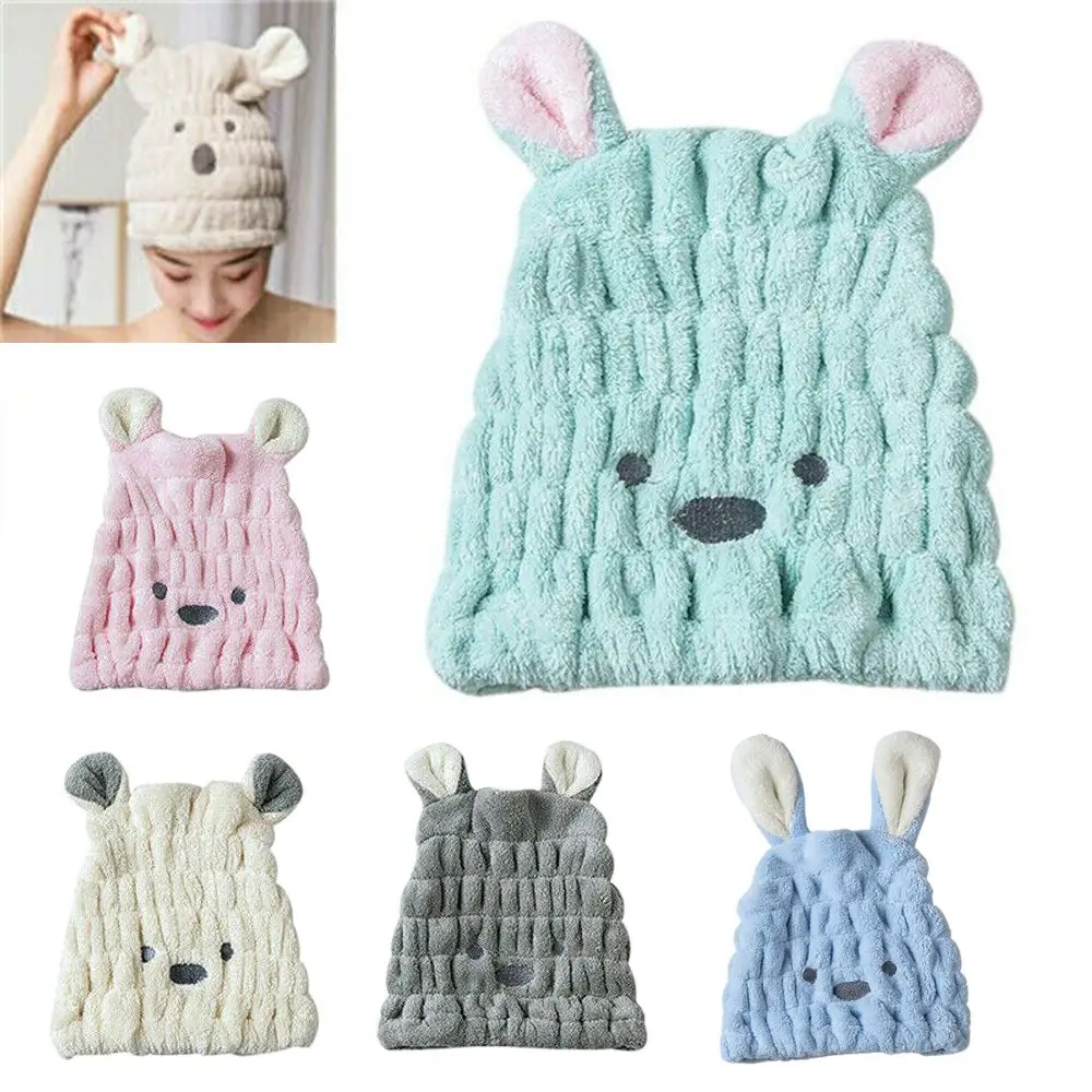 & Gorro para la cabeza bonito para adultos, Toalla de baño, turbante de secado de cabello, toalla de microfibra de secado rápido, gorro de ducha absorbente, envoltura de baño para mujer