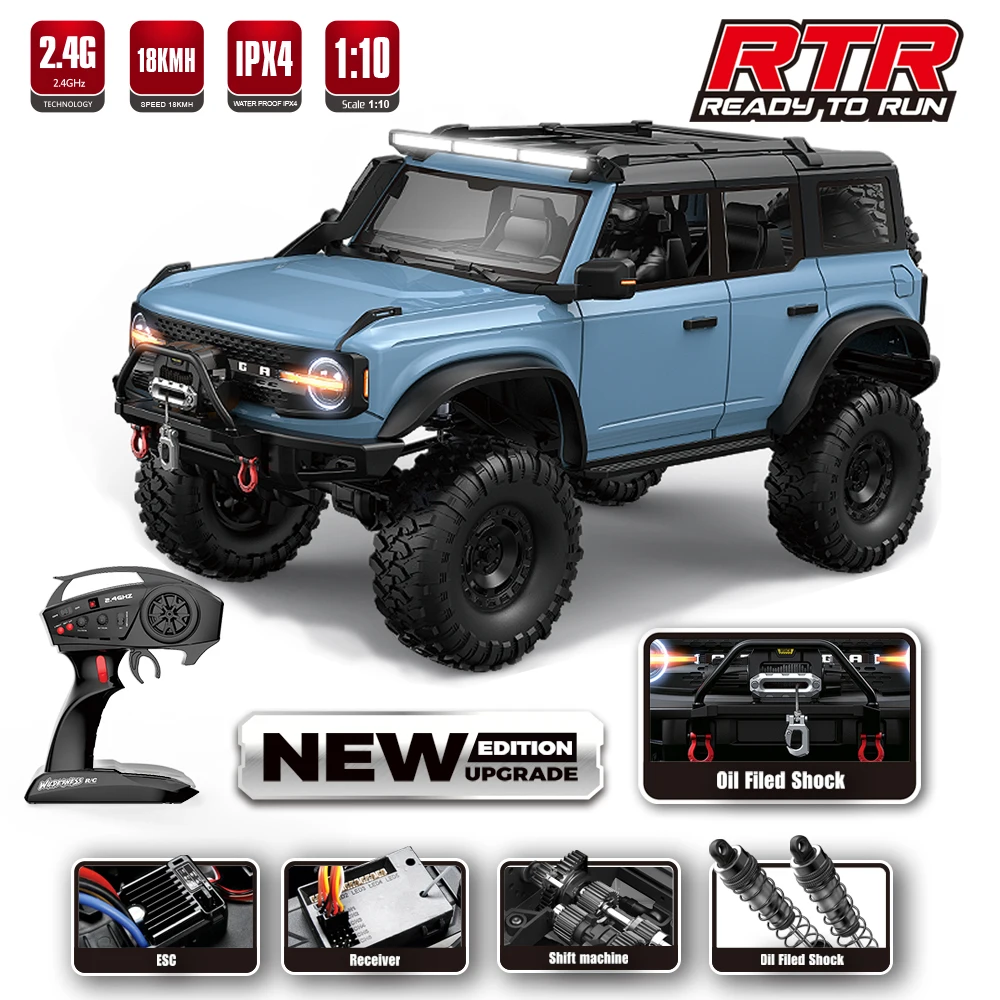 Nuevo coche teledirigido 1/10 4WD RTR HB R1001 caballo a escala completa con LED 2,4G Control remoto eléctrico Rock Buggy vehículo todoterreno juguetes regalos - imagen 4